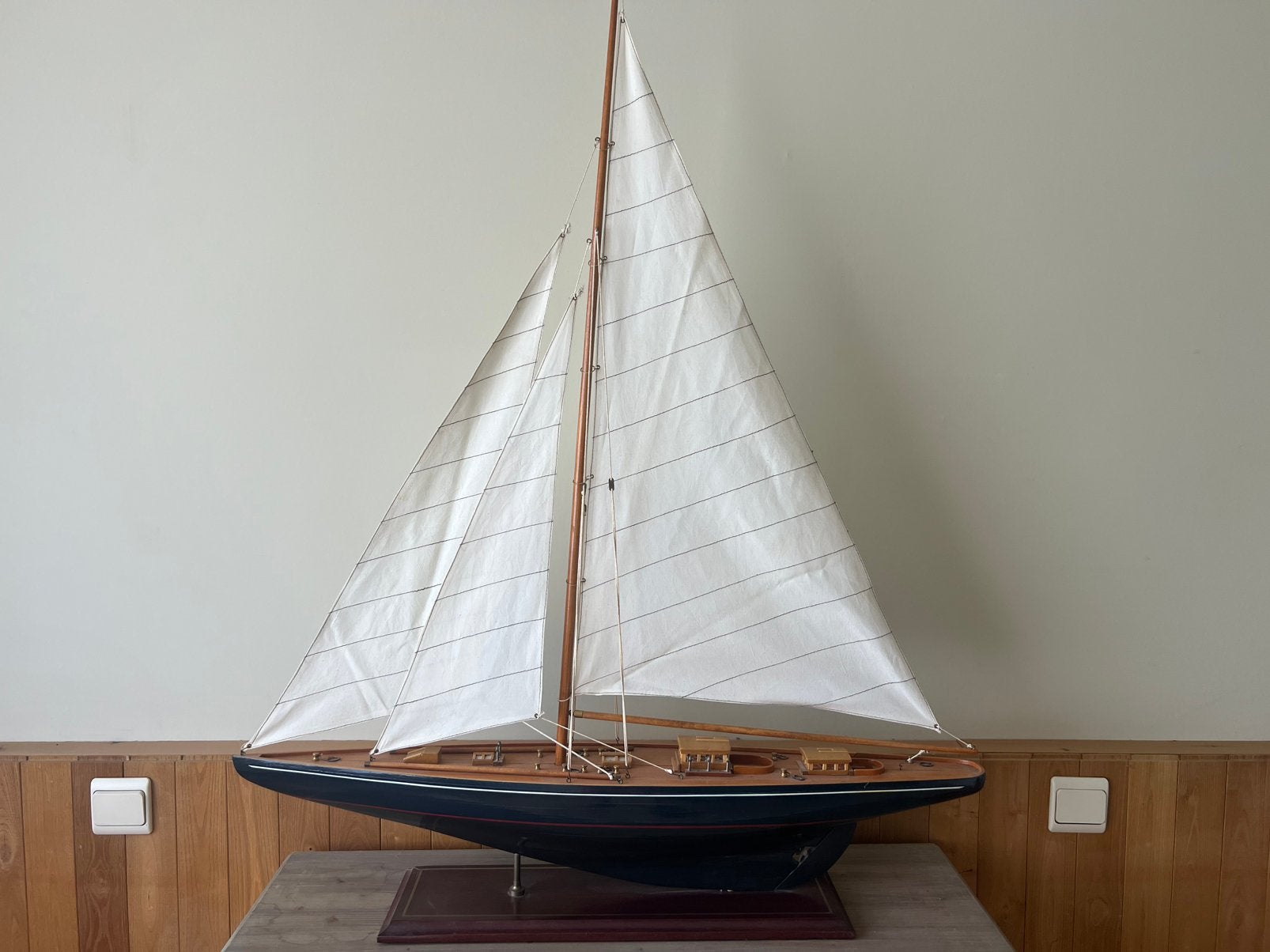 Zeer mooi houten zeilbootmodel - 92 cm, Ophalen, Gebruikt