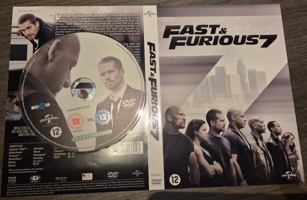 Fast & furious 7, Cd's en Dvd's, Dvd's | Actie, Vanaf 12 jaar, Ophalen of Verzenden, Zo goed als nieuw, Actie