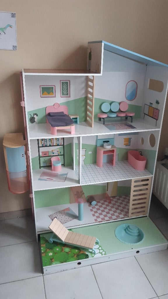 Maison de poupée 130cm bois, Kinderen en Baby's, Speelgoed | Poppenhuizen, Ophalen, Zo goed als nieuw, Poppenhuis