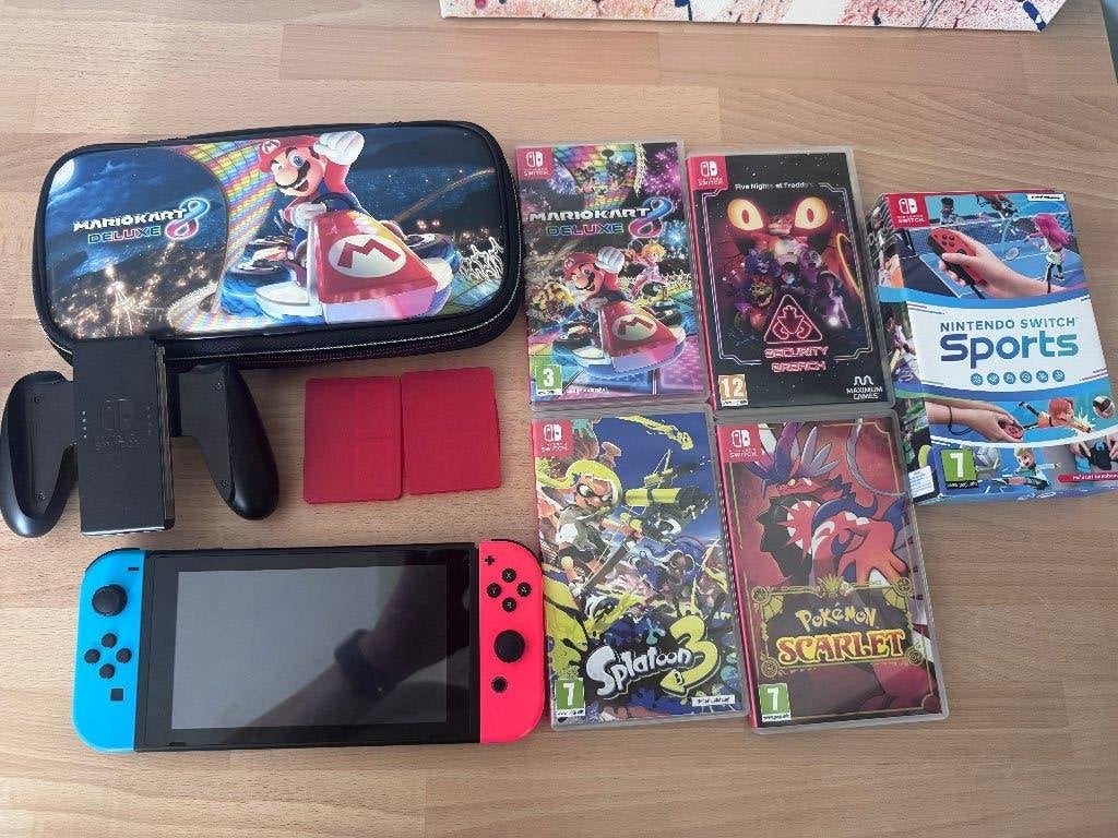 Nintendo Switch + accessoires + spelletjes, Avec 1 manette, Comme neuf, Enlèvement, Switch Original