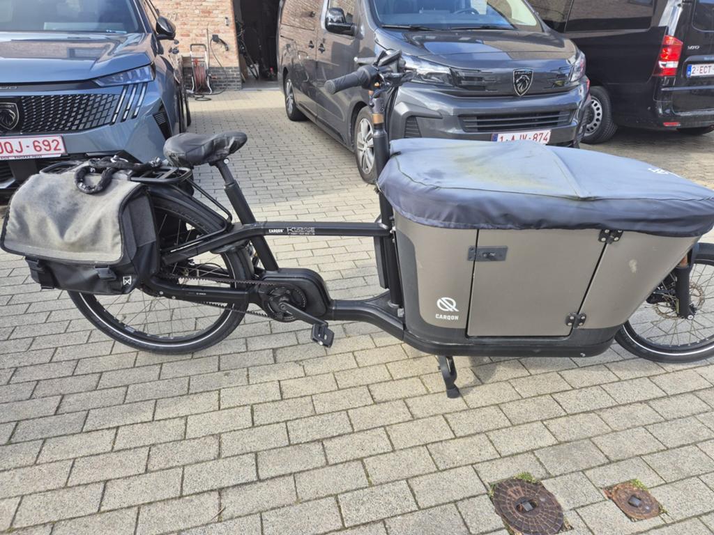 Bakfiets carqon, Fietsen en Brommers, Gebruikt, Huif, 2 kinderen, Schijfrem