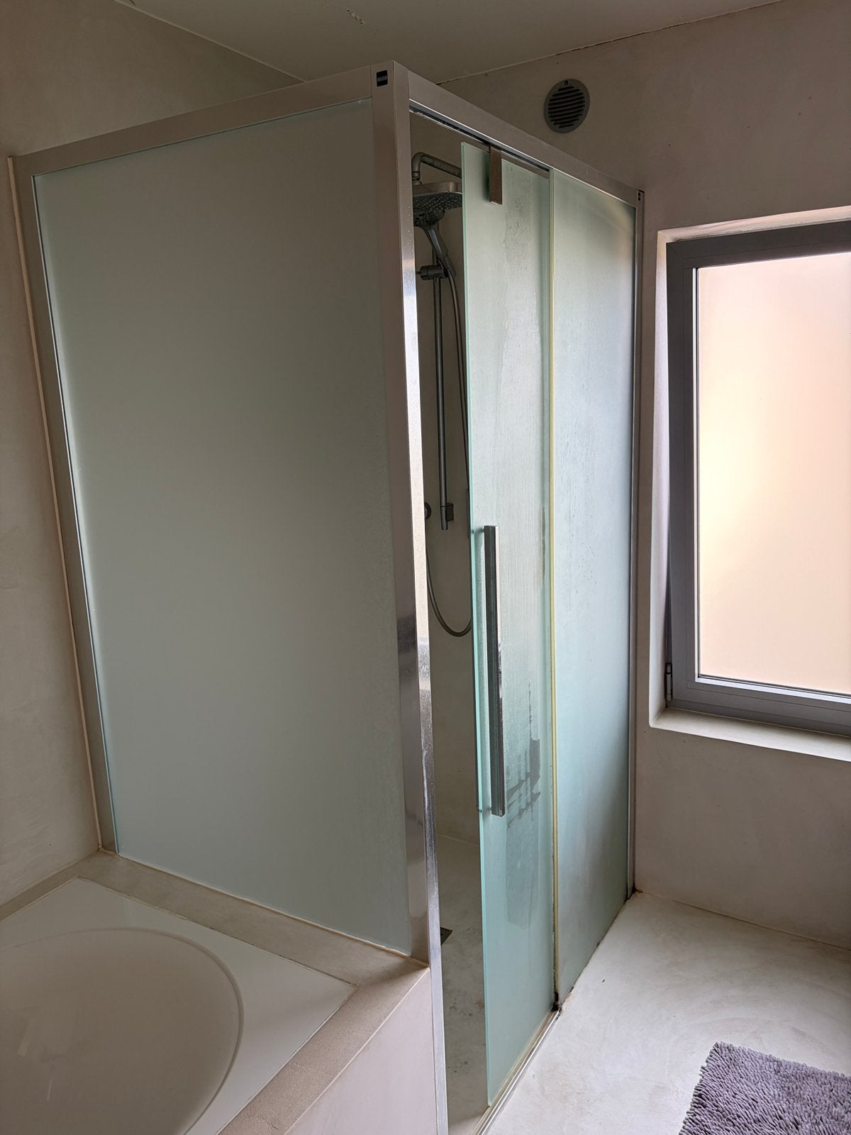 Cabine de douche en verre avec porte coulissante, Enlèvement, Utilisé