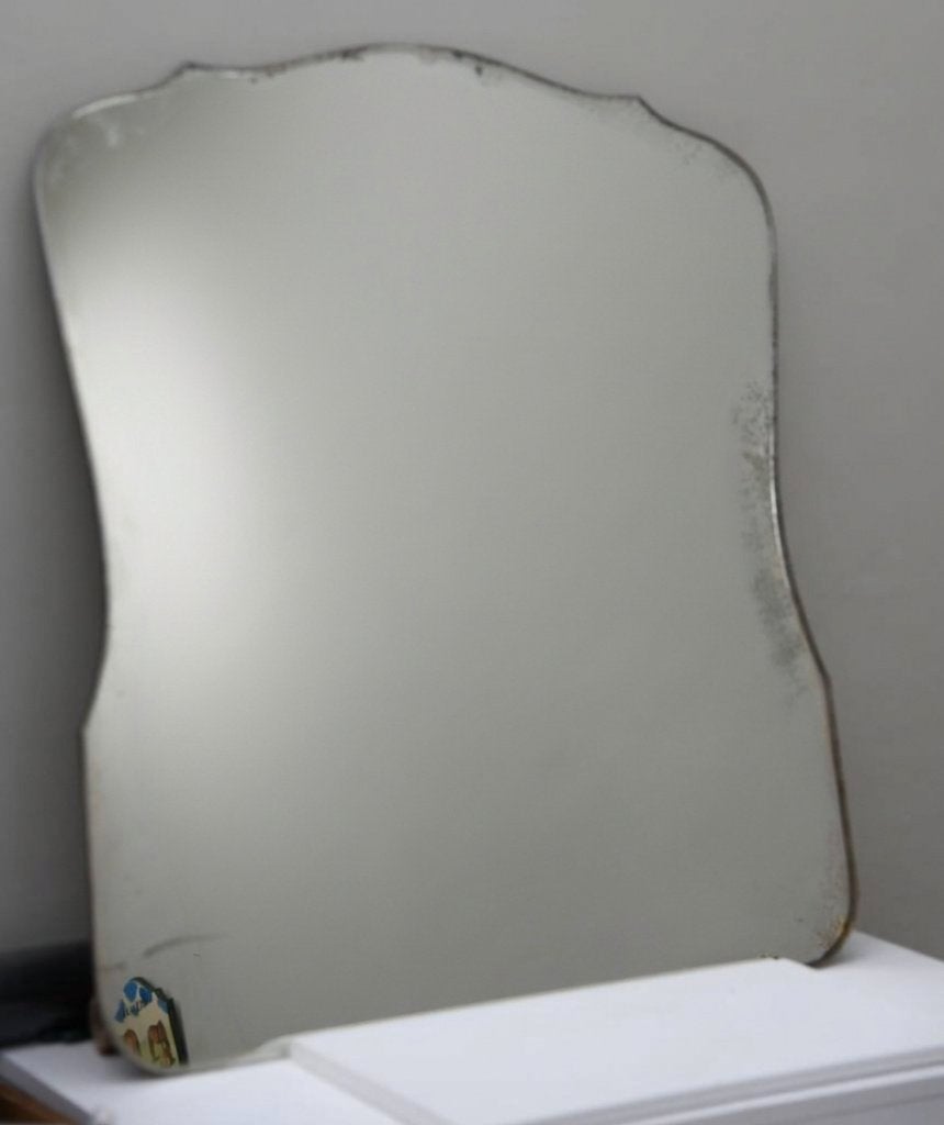 Grote vintage frameloze wandspiegel (90x97 cm) Art Deco, Ophalen