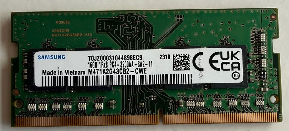 Samsung 16gb 1Rx8 pc4 3200AA SA2-11, Computers en Software, Gebruikt, DDR4, Ophalen of Verzenden, Laptop