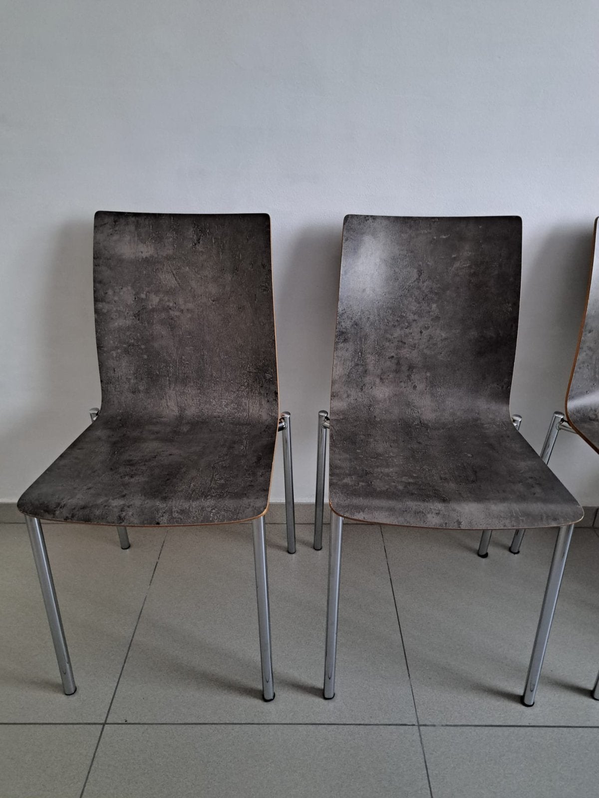 4 moderne eetkamerstoelen betonlook | Set van 4, Huis en Inrichting, Ophalen, Zo goed als nieuw