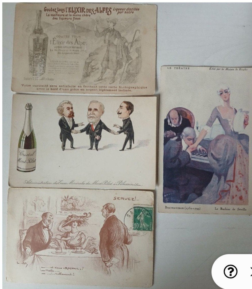 LOT 4x cpa LITHO PUBLICITE BOISSON RARE MILI, Enlèvement ou Envoi