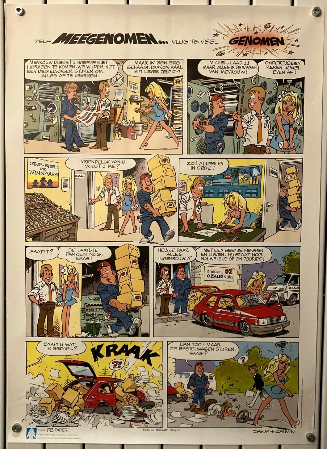 Affiche dessinée par Dany + Cauvin, Enlèvement ou Envoi, Comme neuf
