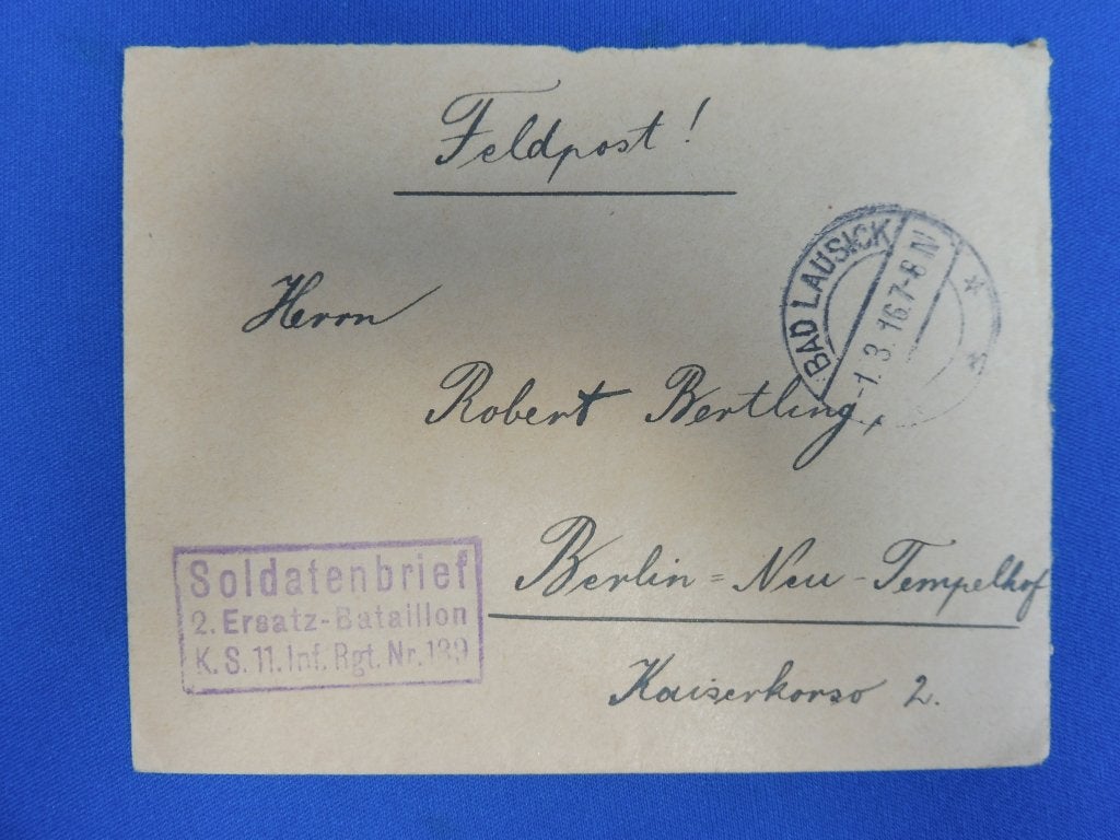 WO1 Duitse Feldpost Maart 1916 Inf.-Rgt. Nr. 139 (enveloppe), Verzamelen, Verzenden, Overige soorten, Overige typen
