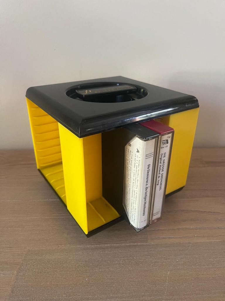 Vintage cassettehouder / cassette carousel in geel, Verzamelen, Ophalen of Verzenden