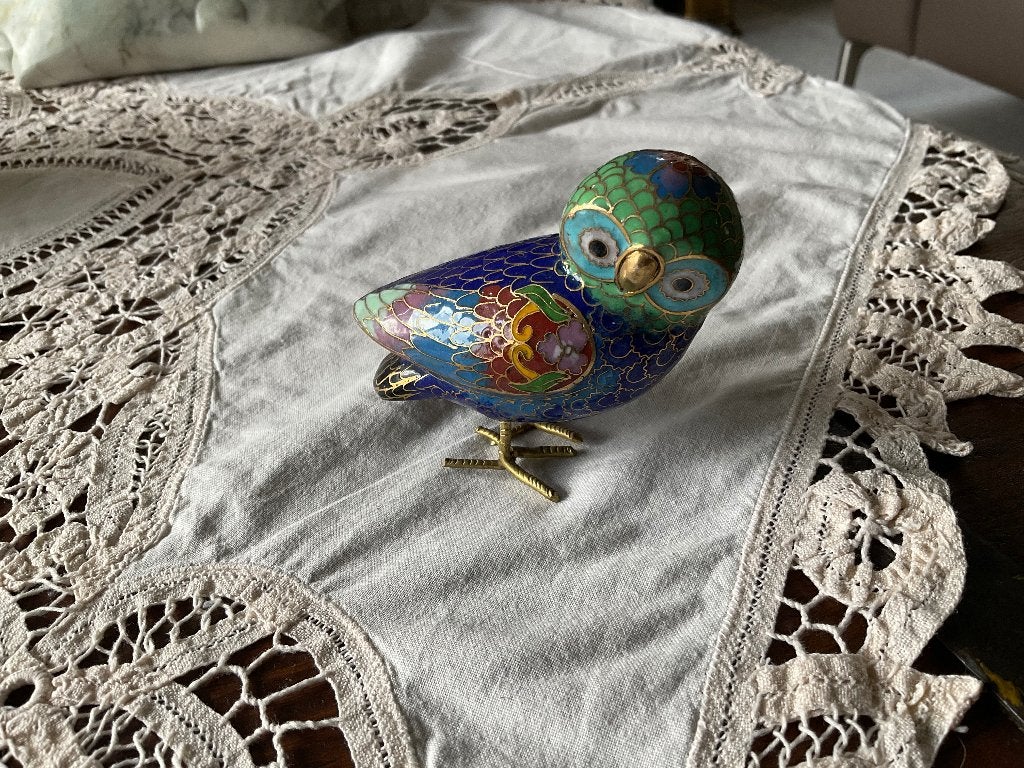 Cloisonne uil multicolor, Ophalen of Verzenden