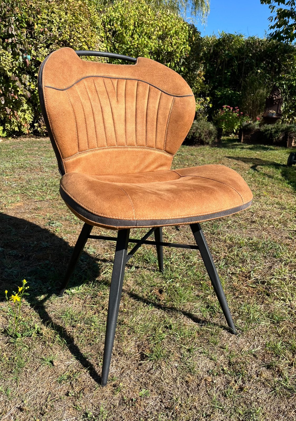 6 chaises anthracite et 4 cognac Crack, Maison & Meubles, Enlèvement, Comme neuf