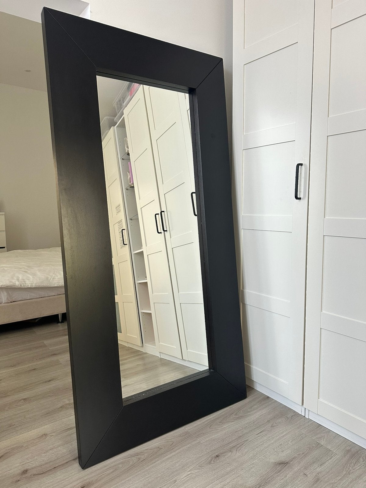 Zwarte spiegel IKEA, Huis en Inrichting, Ophalen, Zo goed als nieuw, Rechthoekig