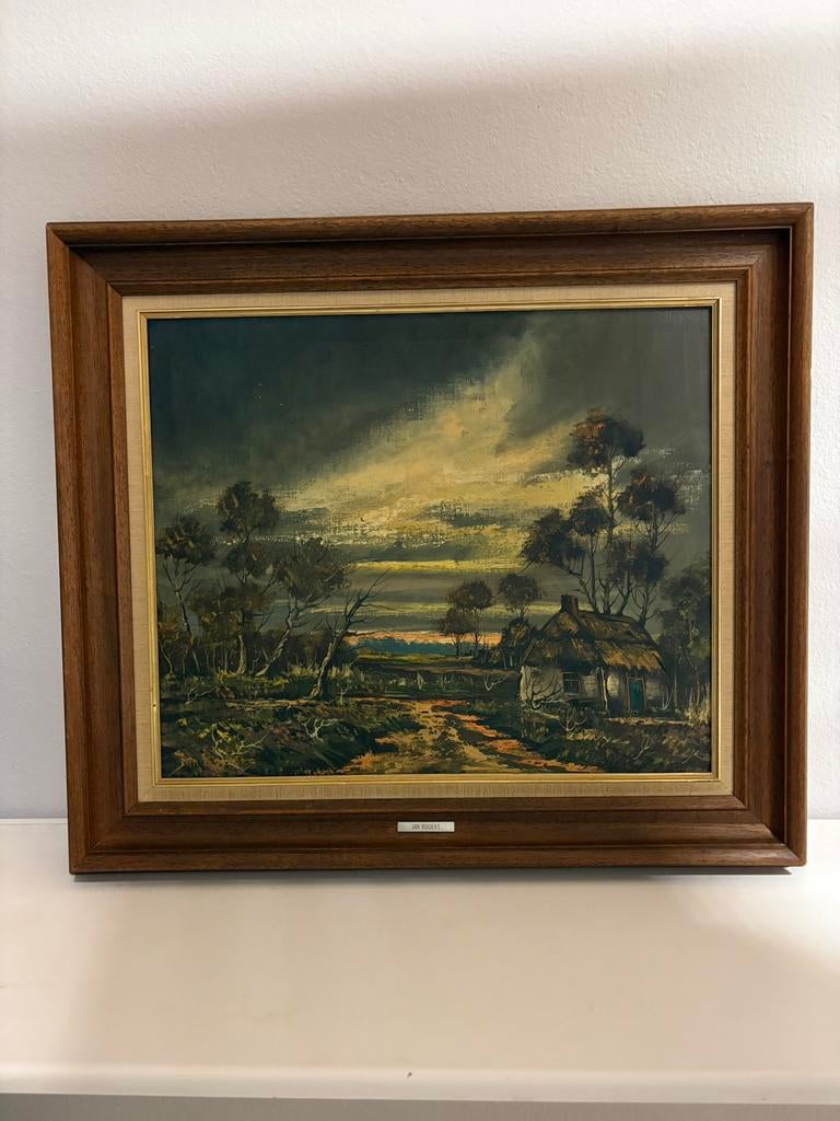 Groot olieverfschilderij - Jan Rogiers - Stormachtige lucht, Ophalen of Verzenden