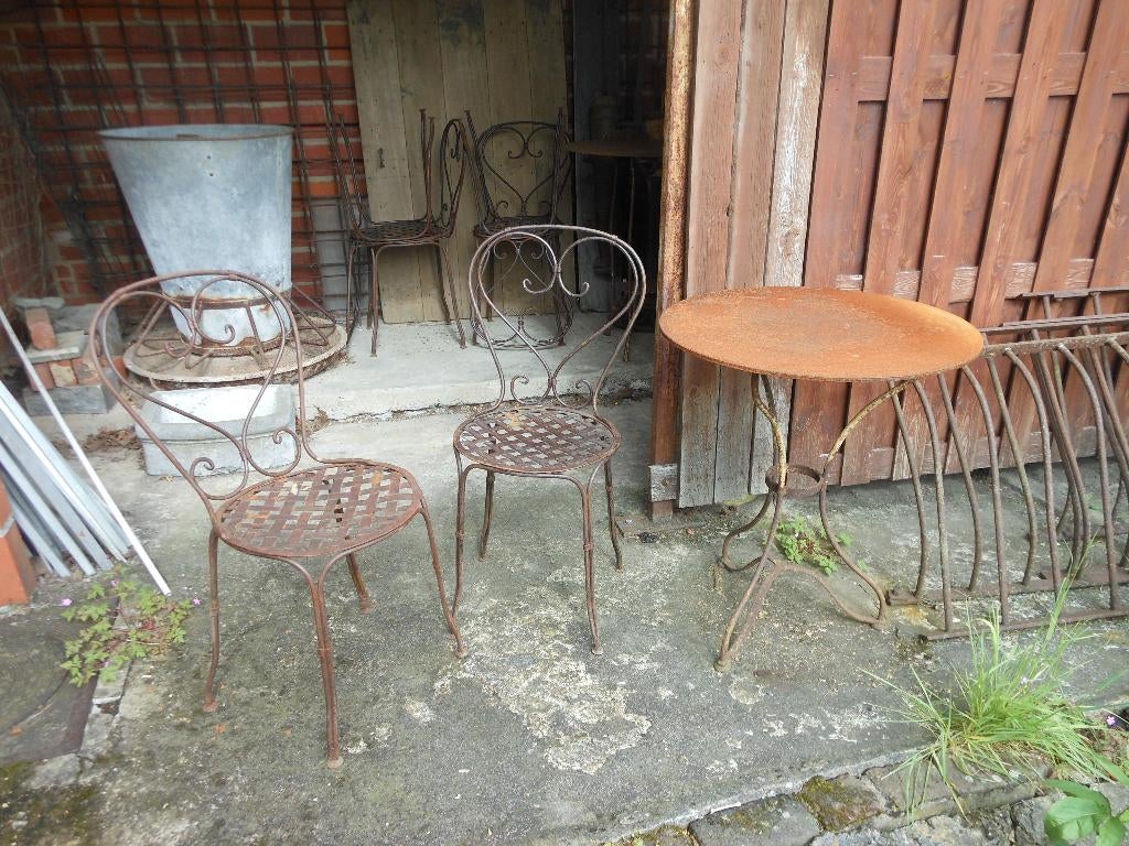 table et 4 chaises de jardin en fer forgé, Enlèvement, Comme neuf, Métal