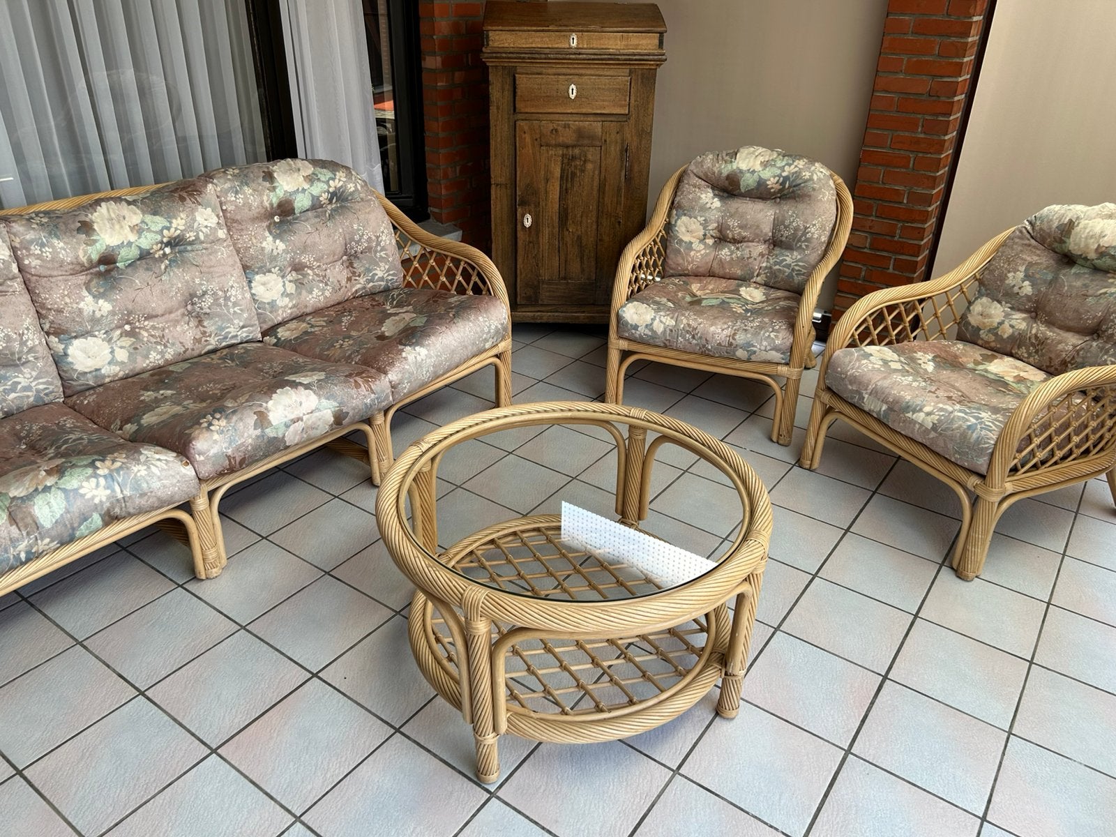 Salon voor veranda, Ophalen, 4 zitplaatsen, Gebruikt, Rotan