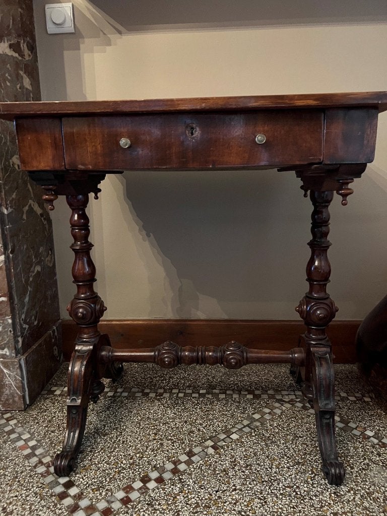 Antieke houten sidetable met prachtige gedraaide poten, Antiek en Kunst, Ophalen