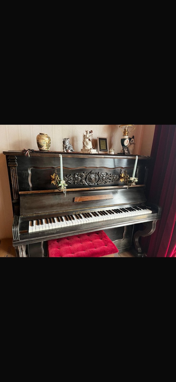 Antieke piano te geef, Ophalen, Gebruikt, Zwart, Piano