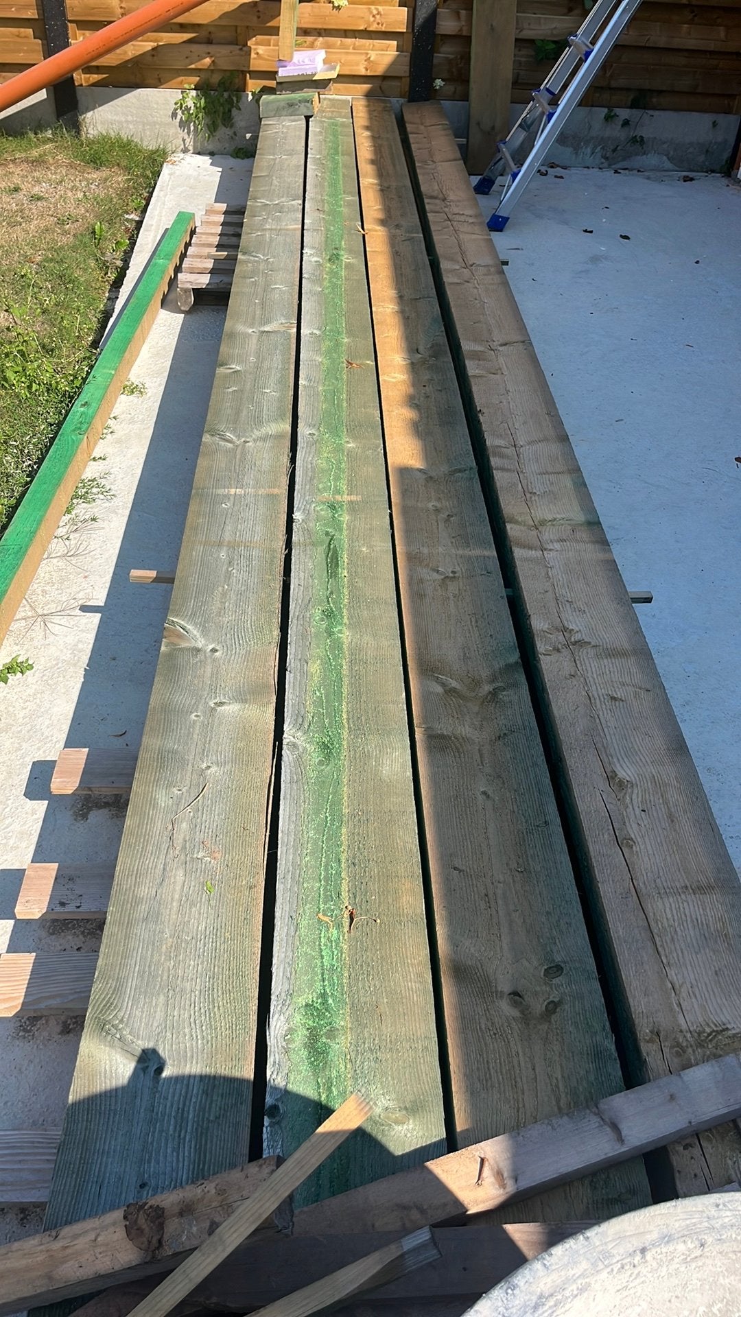 Houten dragers, Doe-het-zelf en Bouw, Grenen, Zo goed als nieuw, Balk, Ophalen