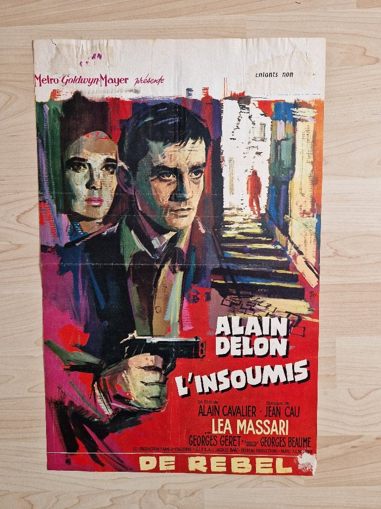 filmaffiche Alain Delon l'insoumis 1964 filmposter, Ophalen of Verzenden, A1 t/m A3, Film en Tv, Rechthoekig Staand