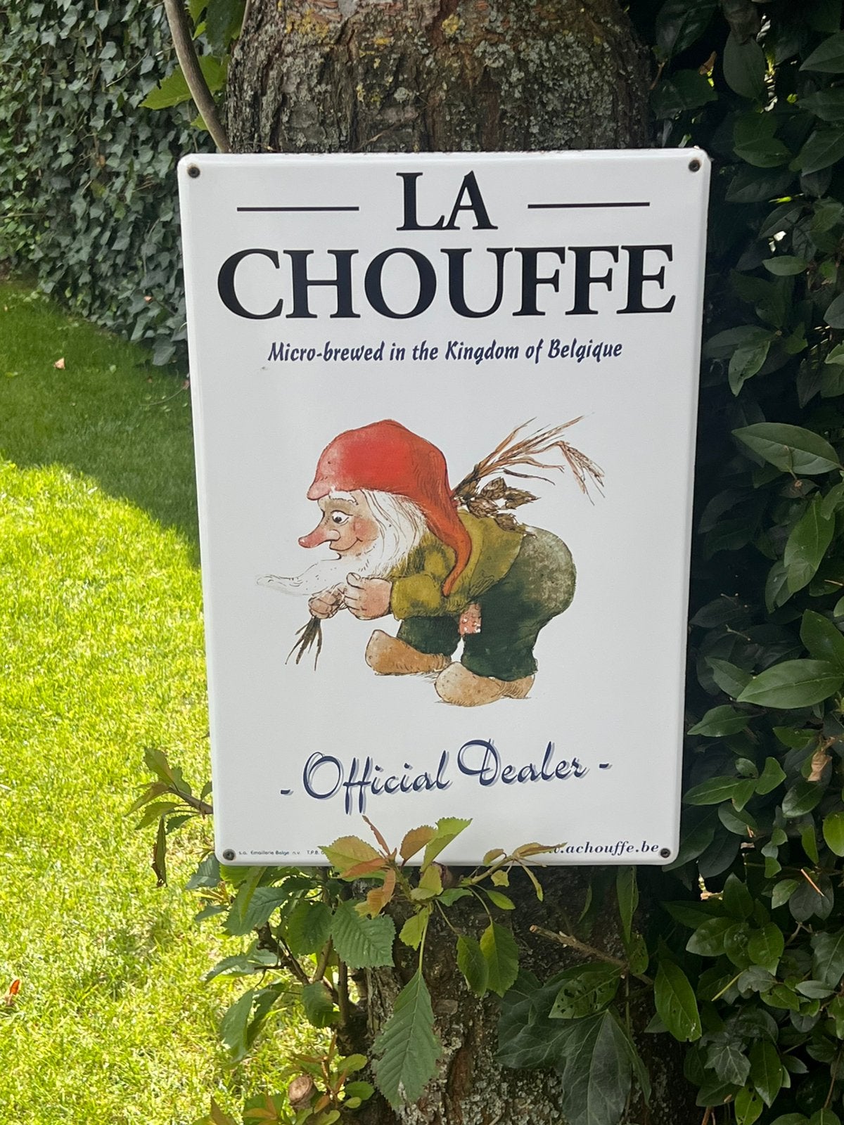 Orgineel La chouffe dealer bord emaille reclamebord bier, Verzamelen, Ophalen of Verzenden, Gebruikt, Reclamebord, Plaat of Schild