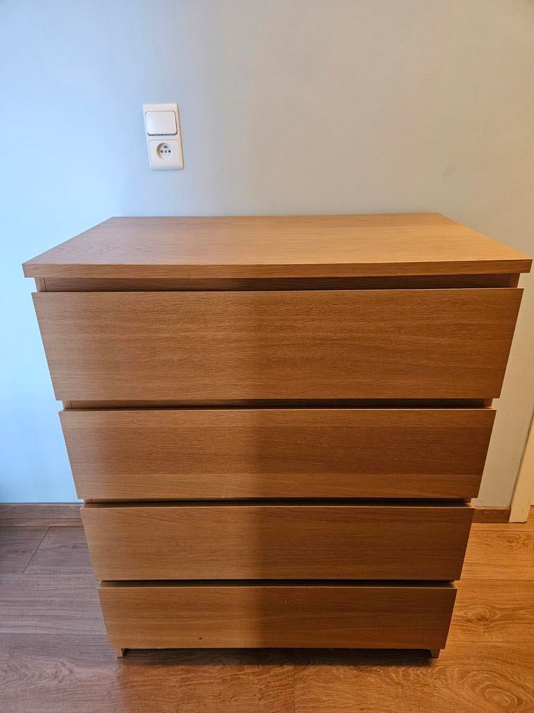 Commode malm 4 tiroirs, couleur "chêne", Chêne