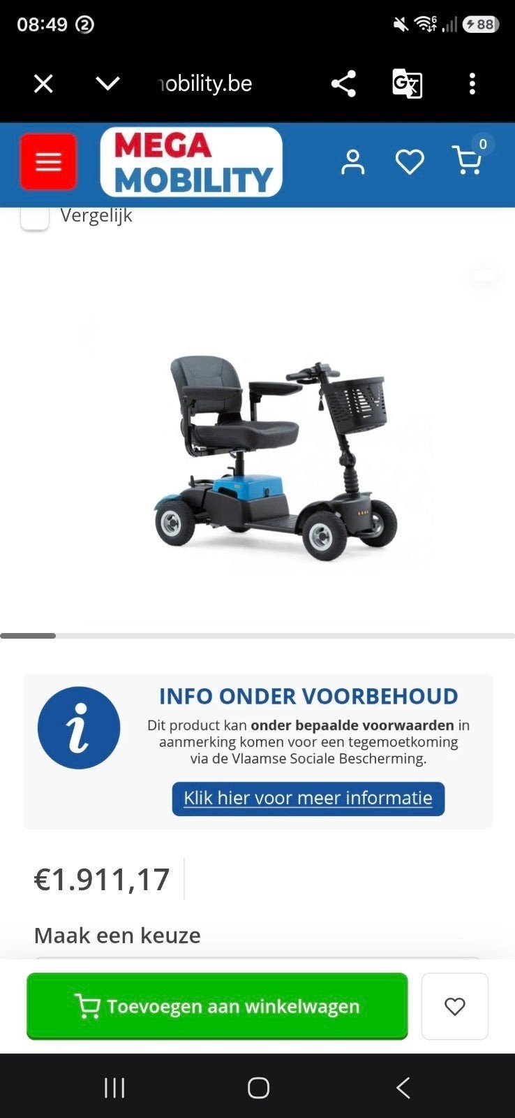 Life & Mobility Vivo scootmobiel | Levering mogelijk!, Diversen, Brommobielen en Scootmobielen, Ophalen of Verzenden