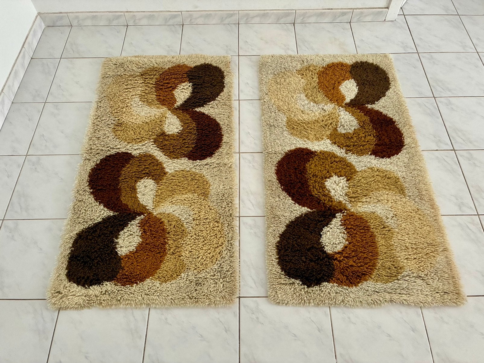 Set vintage Desso tapijten space age pop art setprijs, Gebruikt, 100 tot 150 cm, Space age, Beige