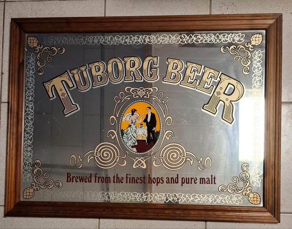 Spiegel tuborg beer jaren 70., Verzamelen, Ophalen, Gebruikt, Overige typen, Overige merken