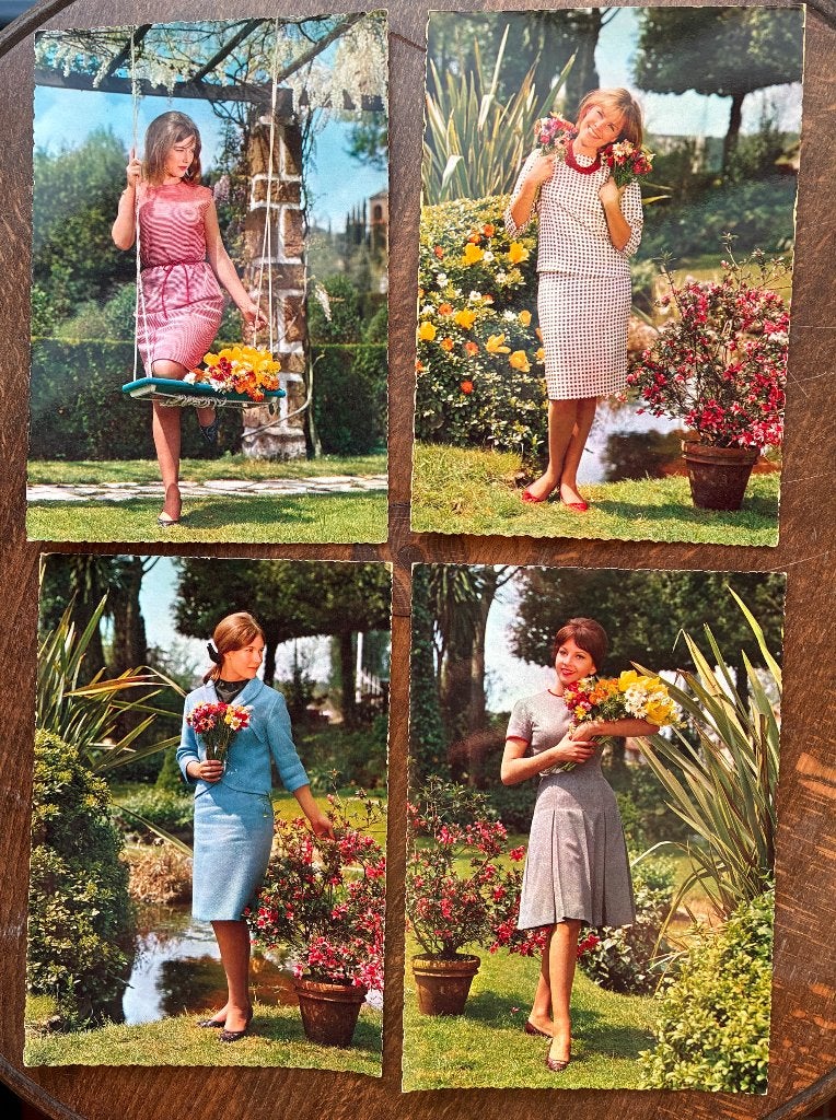 Set 4 jaren 50 kleurpostkaarten Italy/dames, Ophalen of Verzenden, 1940 tot 1960, Ongelopen, Overige thema's