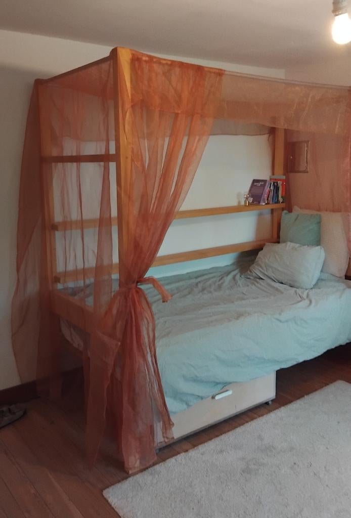 Lit baledaquin 1 personne, Maison & Meubles, Chambre à coucher | Lits, Utilisé, Une personne, Bois, Enlèvement