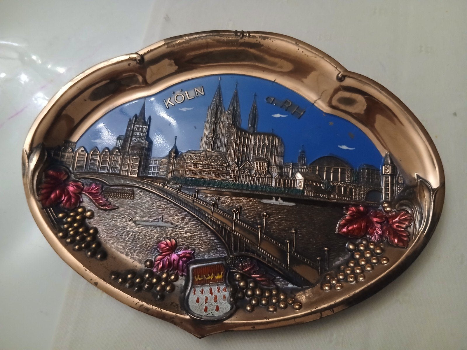Vintage reliëfwandbord Keulen/Keulen (Duitsland), Ophalen of Verzenden, Zo goed als nieuw, 10 cm of meer, Blauw
