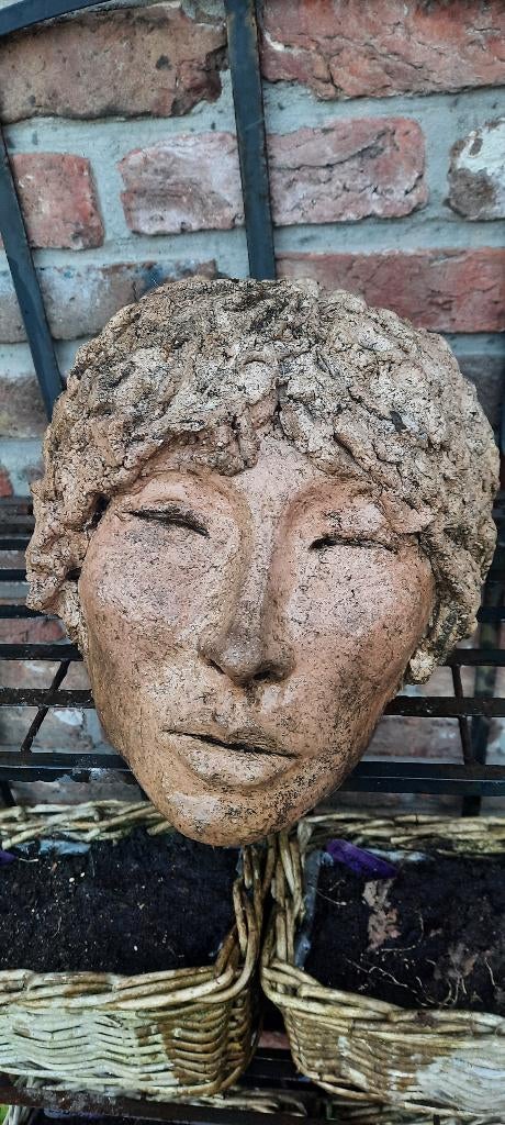 Tuindecoratie Terracotta hoofd, Ophalen, Gebruikt, Overige materialen, Mensenbeeld