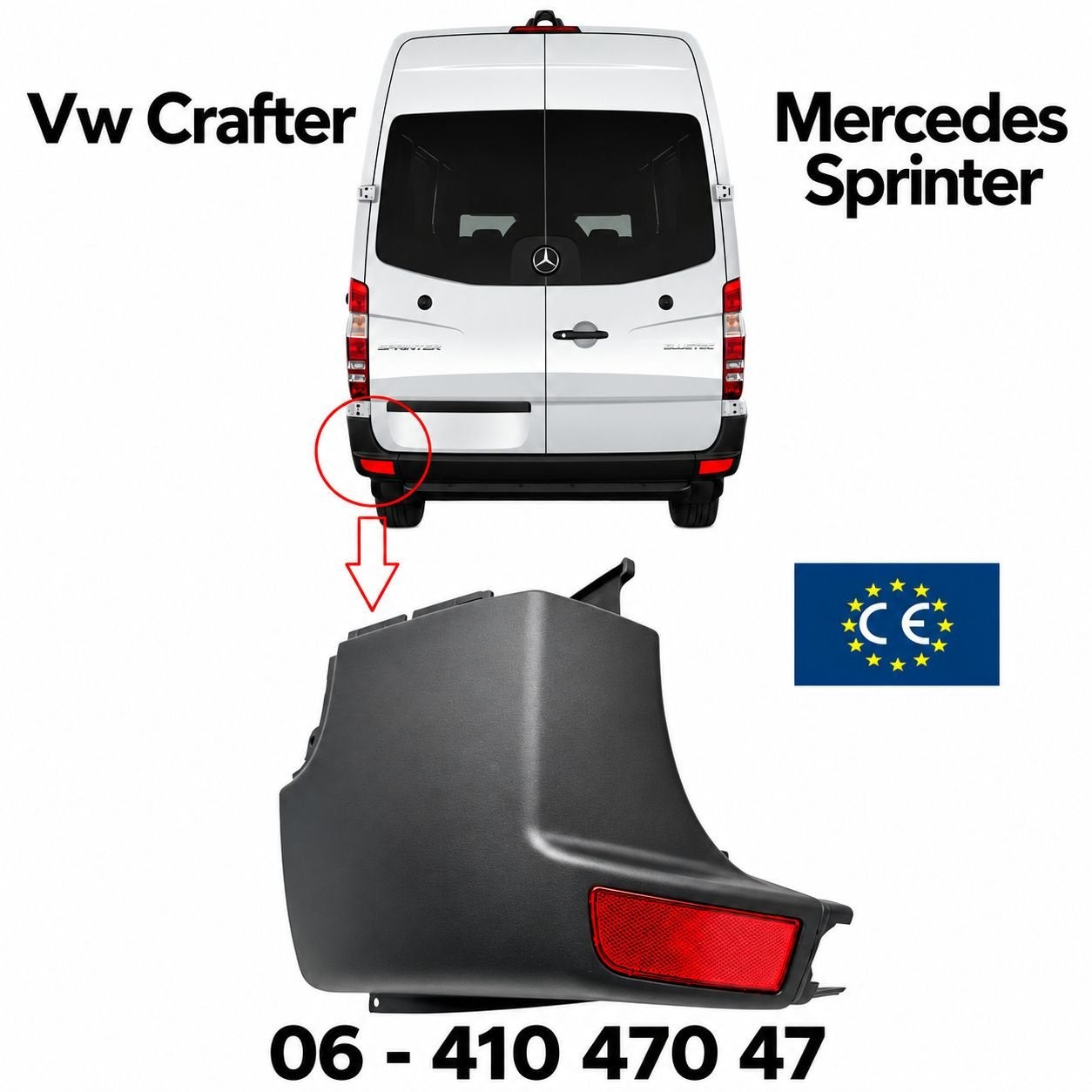 VW Crafter hoekbumper Mercedes Sprinter bumper achterbumper, Neuf, Arrière, -, Mercedes-Benz