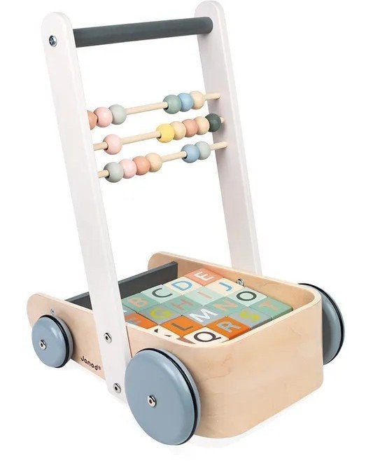 Janod ABC Buggy Sweet Cocoon Chariot de Marche & Éveil Bois, Enlèvement, Utilisé, Jouet à Pousser ou Tirer