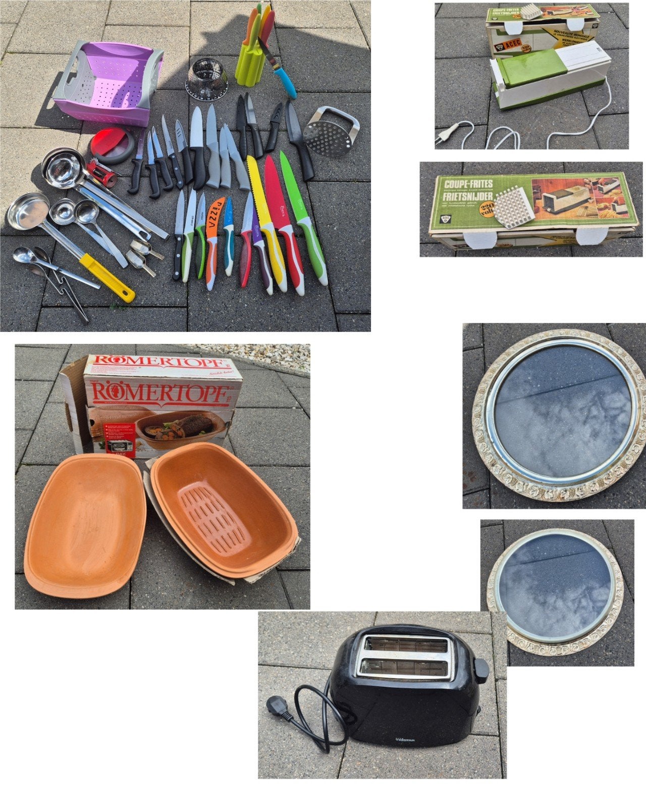 Keukengereedschap,  messensets, frietsnijder,broodrooster,.., Ophalen