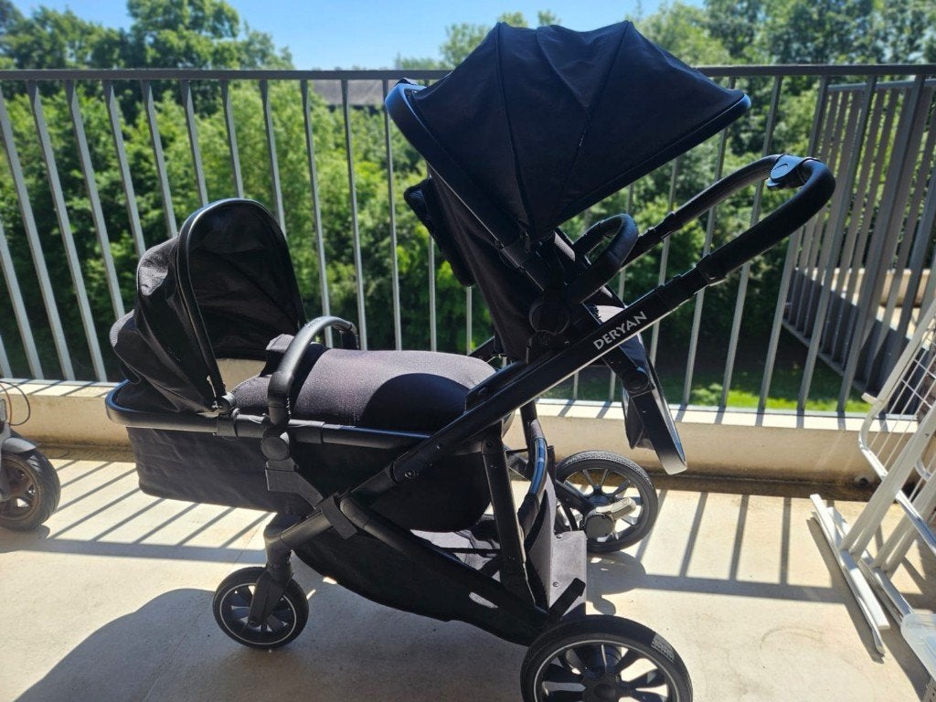 DERYAN Evy V2 Duo Kinderwagen + Reiswieg – Zwart – 2025, Duowagen, Zo goed als nieuw, Ophalen, Kinderwagen