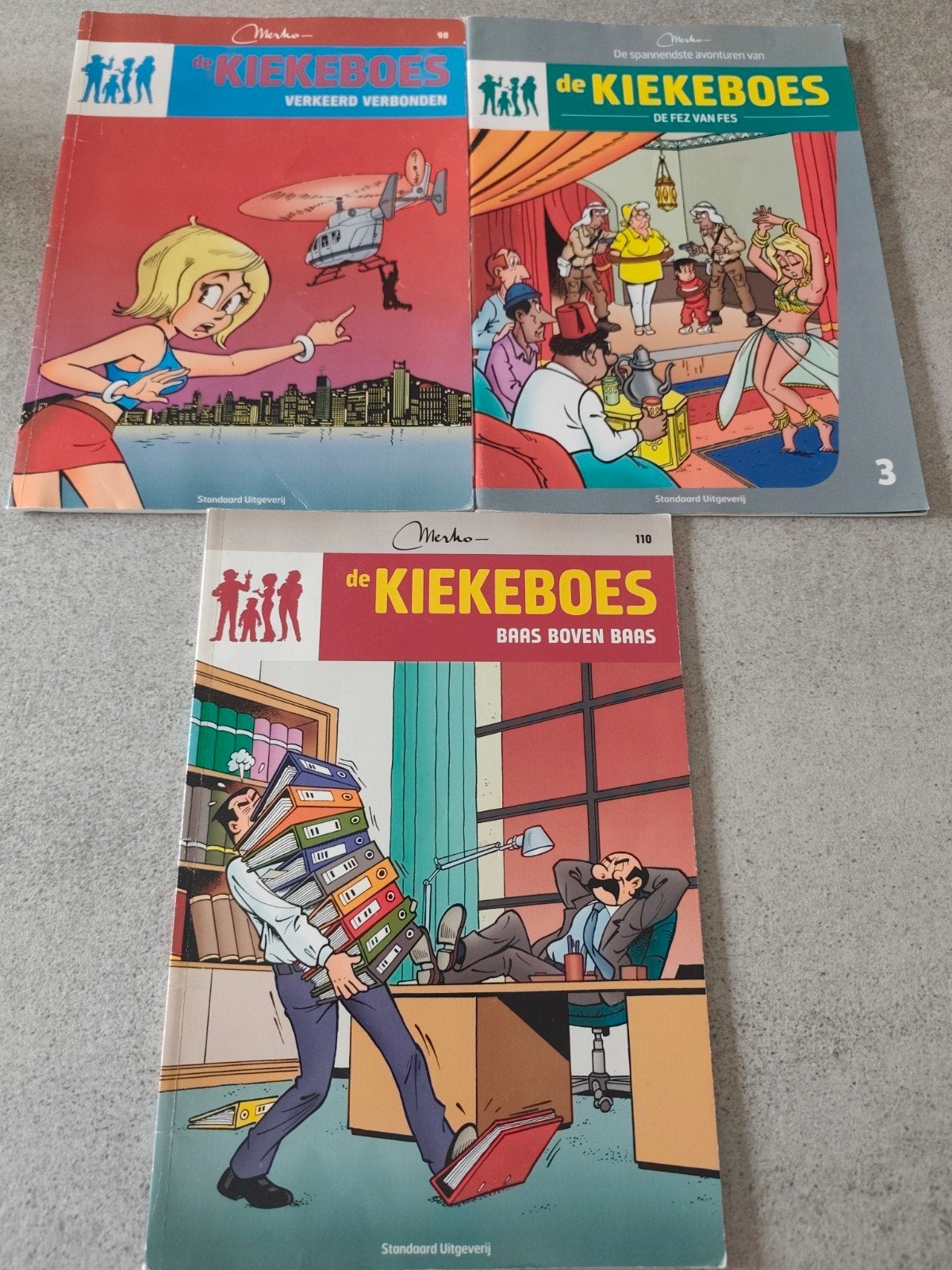 Kiekeboes, 3stuks, Boeken, Gelezen, Kiekeboes, Europa, Ophalen of Verzenden