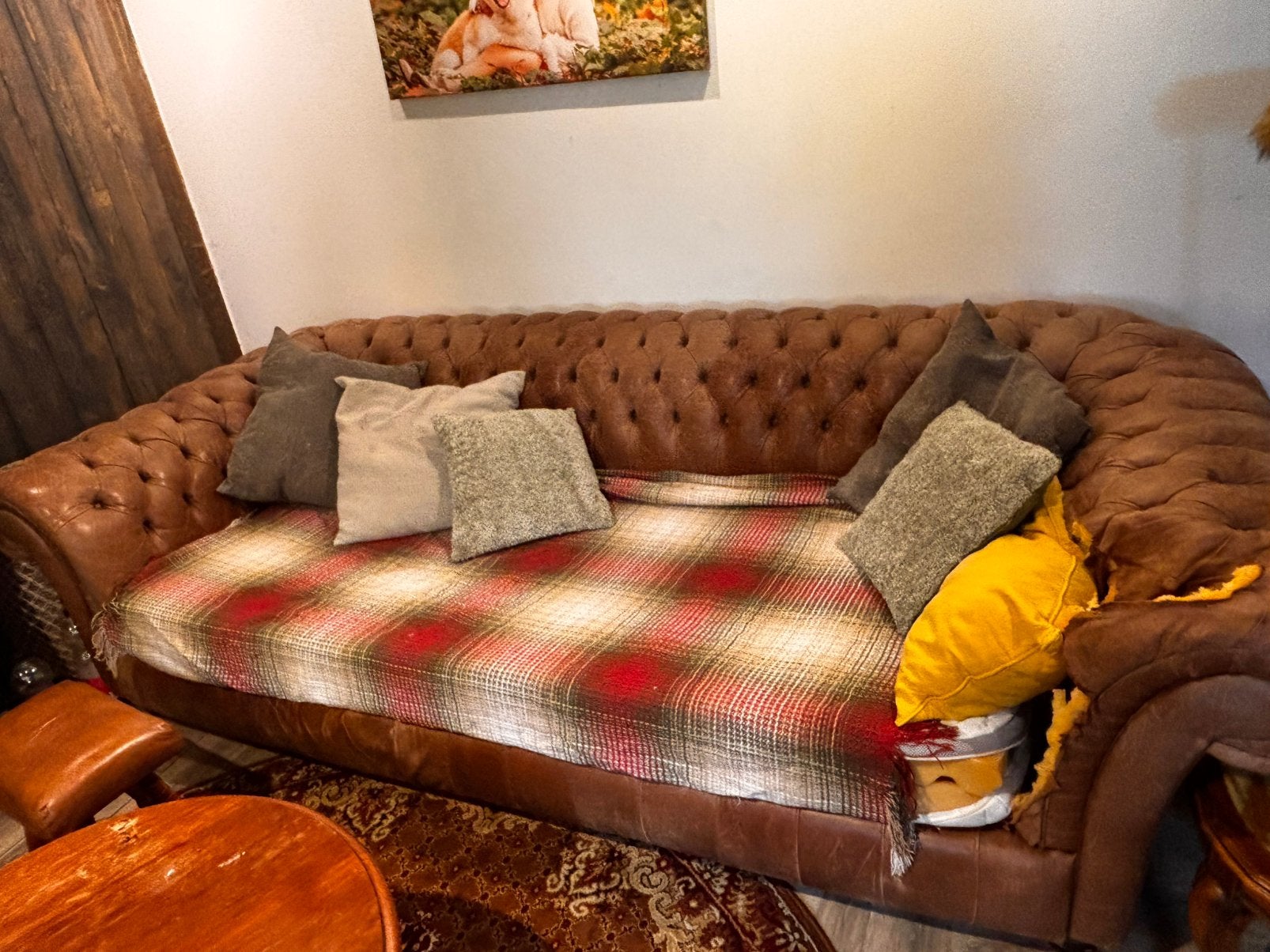 Chesterfield zetel, Huis en Inrichting, Zetels | Complete zithoeken, Ophalen, Zo goed als nieuw