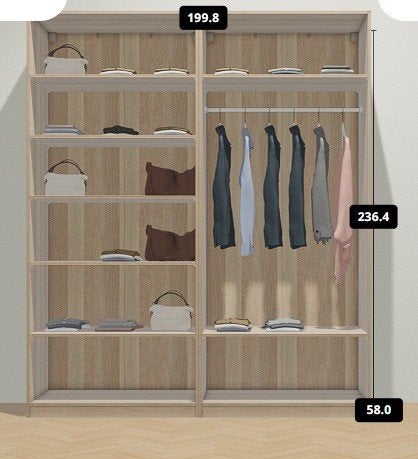 Dressing Pax 200x58x236 cm avec portes coulissantes, Ophalen