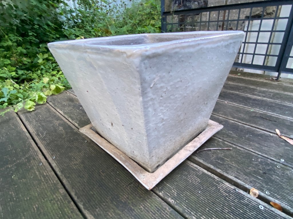 Grand pot carré en céramique / terre cuite émaillée, Enlèvement, Comme neuf, Carré, Balcon