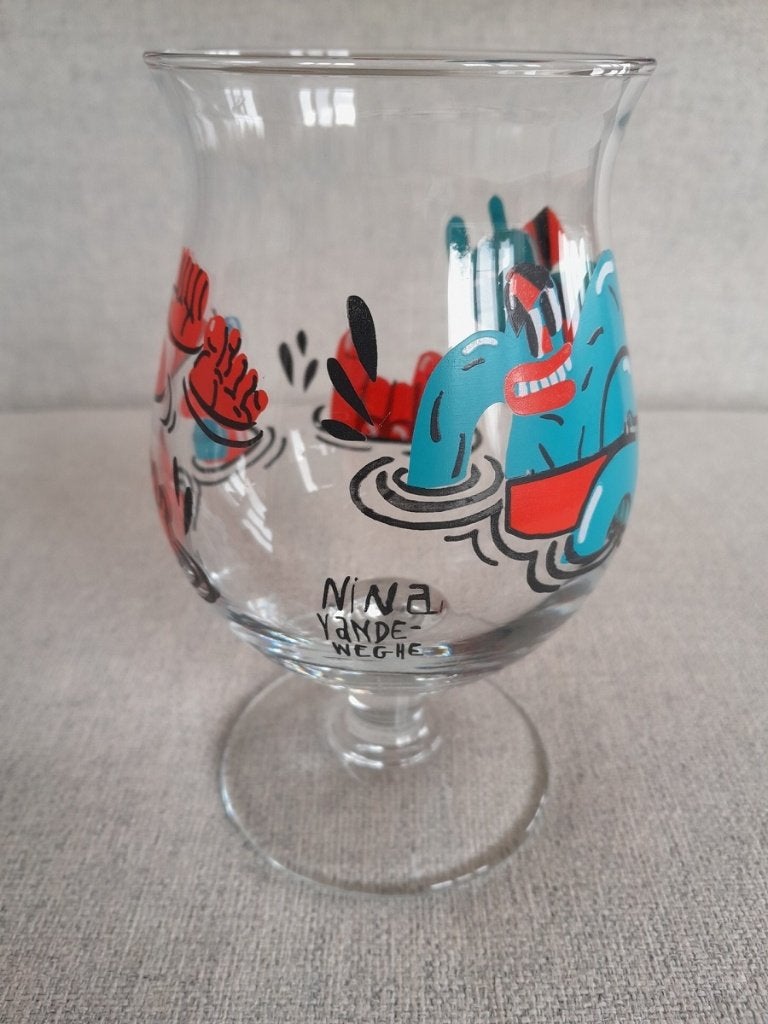 Verre à bière en verre Duvel Nina Vandeweghe, Collections, Enlèvement ou Envoi, Verre ou Verres, Duvel