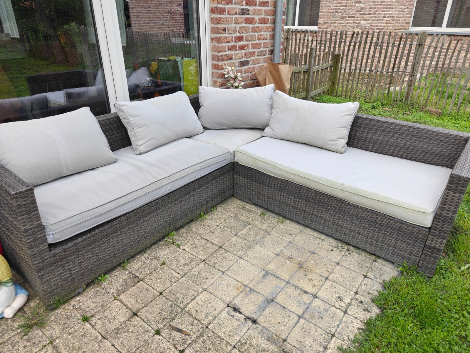 gratis lounge voor buiten met kussens, Synthétique, Enlèvement, Utilisé, Sets de jardin