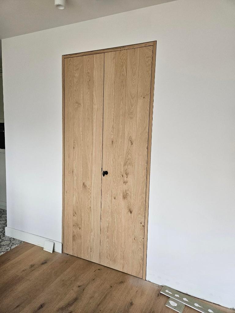 dubbele blokdeur in eik, Bricolage & Construction, Fenêtres & Moustiquaires, Comme neuf, Porte intérieure, 215 cm ou plus, 100 à 120 cm