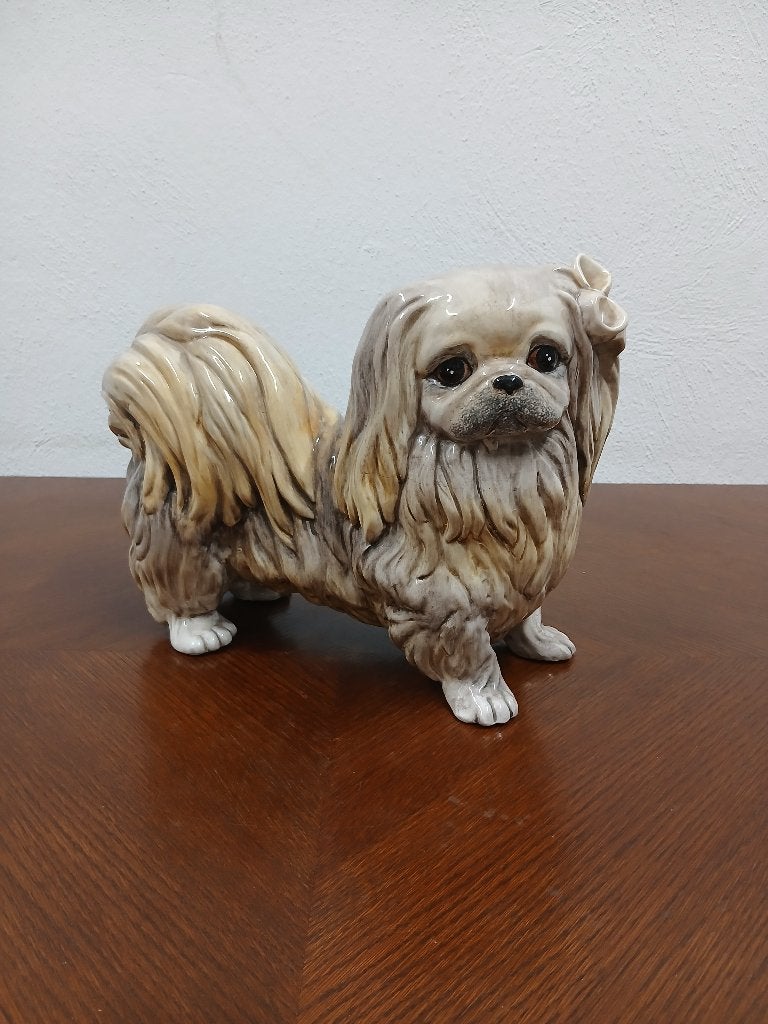 Vintage Italiaans keramiek – grote Pekinees hond (37 cm), Ophalen of Verzenden