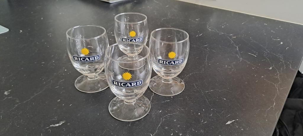 4 Ricardglaasjes, Ophalen, Zo goed als nieuw, Borrel- of Shotglas