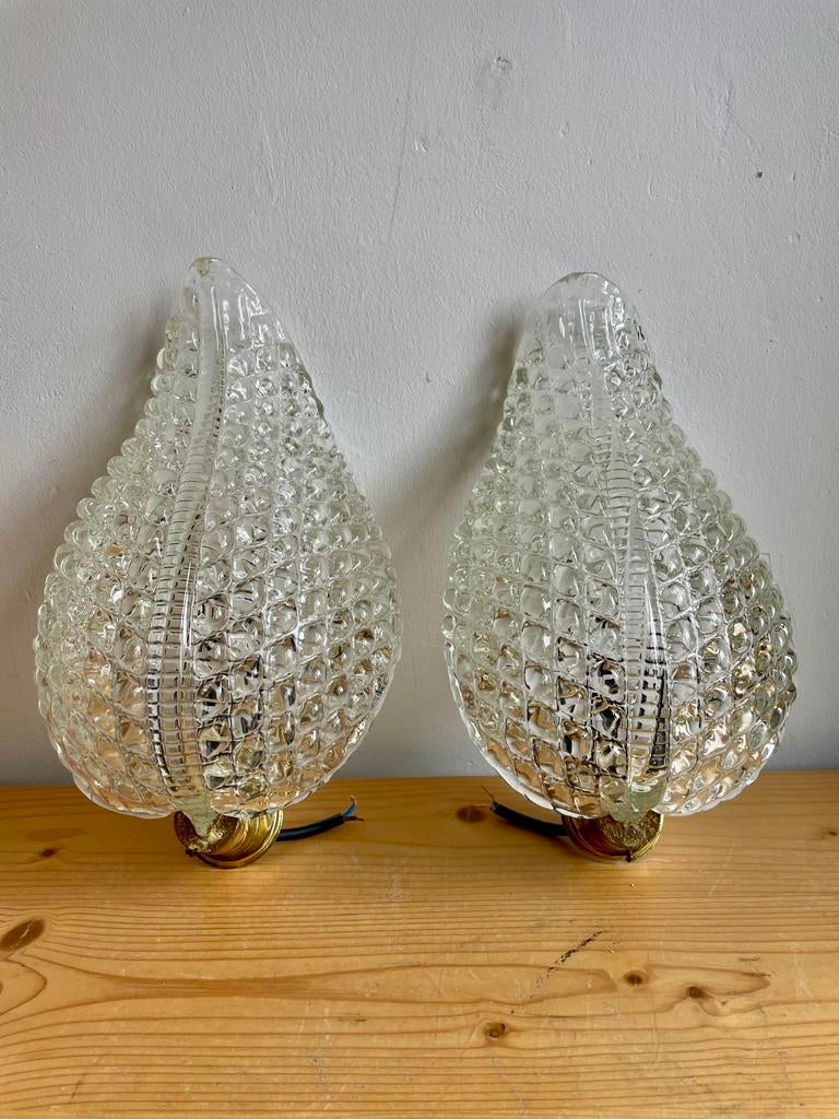1950s Italiaanse Murano wandlampen, Ophalen of Verzenden, Glas