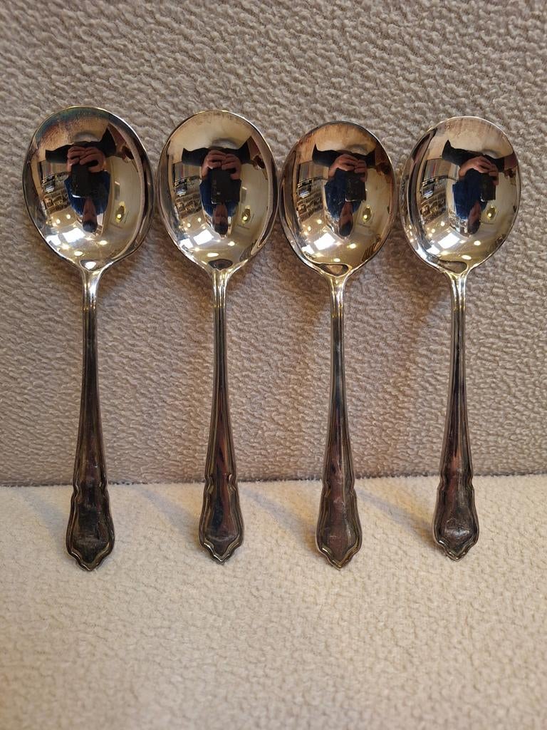 4 verzilverde eetlepels, Ophalen of Verzenden