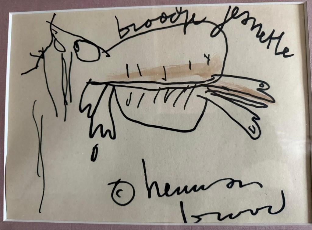 Herman Brood  Titel : Broodje  Stift Tekening, Antiek en Kunst, Ophalen