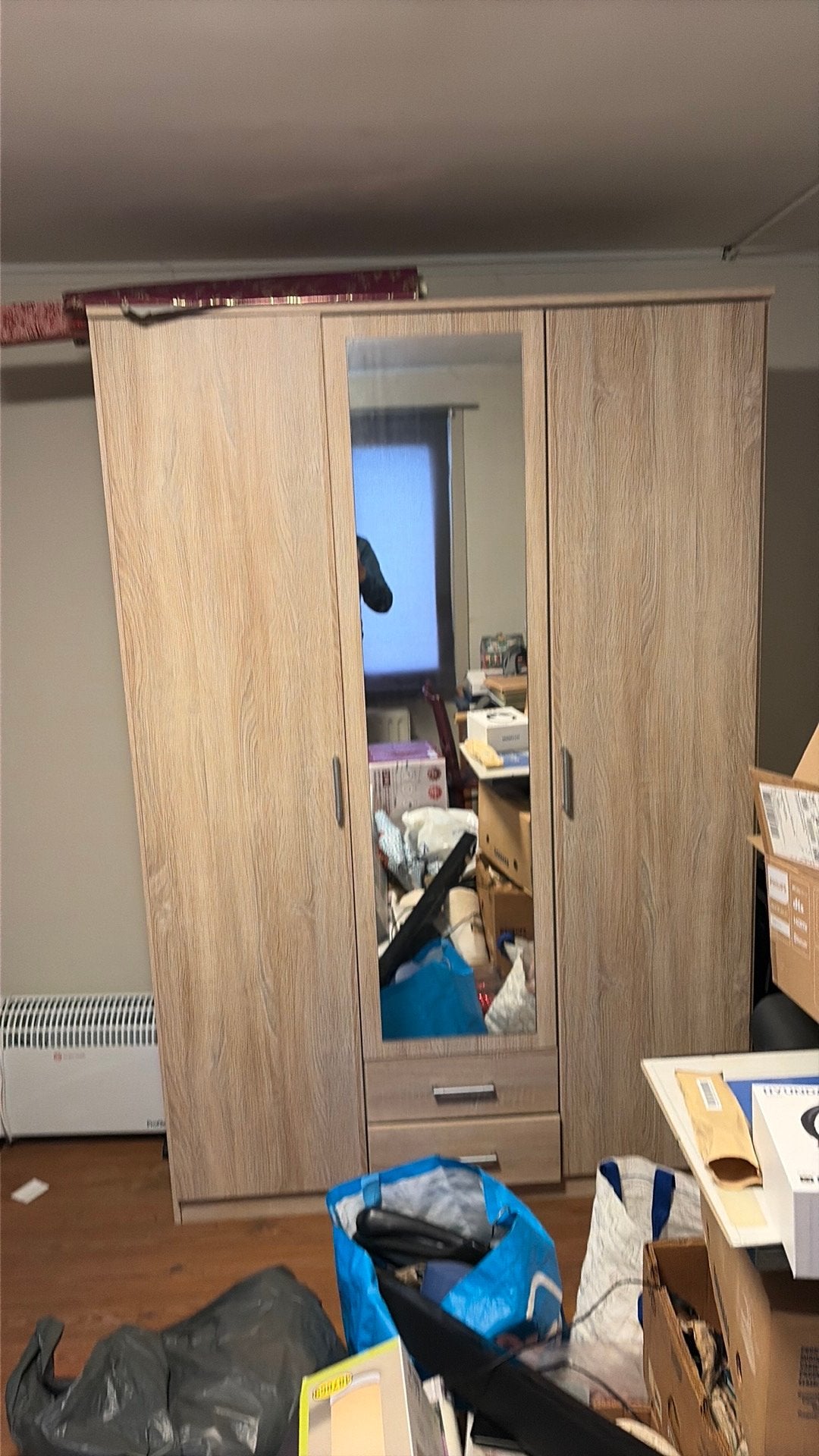 Armoire 2 portes avec miroir, 100 à 150 cm, Utilisé, 50 à 75 cm, 150 à 200 cm