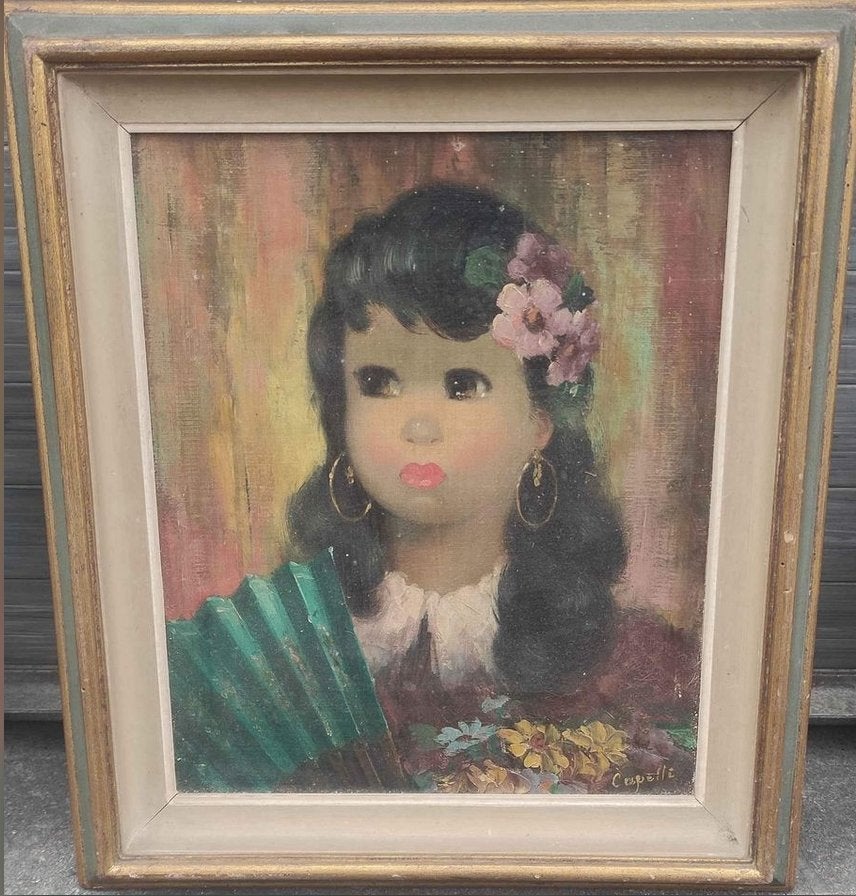 Huile sur panneau jeune fille signe capelli, Enlèvement ou Envoi, Panneau